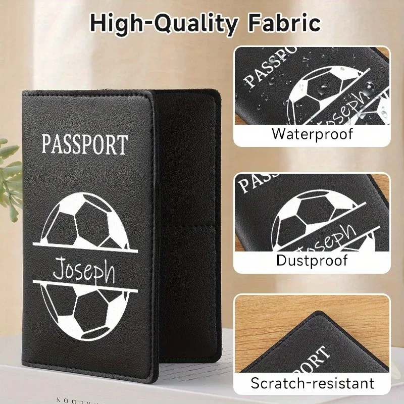 porte-passeport personnalisé avec motif de football, portefeuille de voyage avec emplacements pour cartes et porte-carte d'identité, cadeau élégant pour hommes et femmes