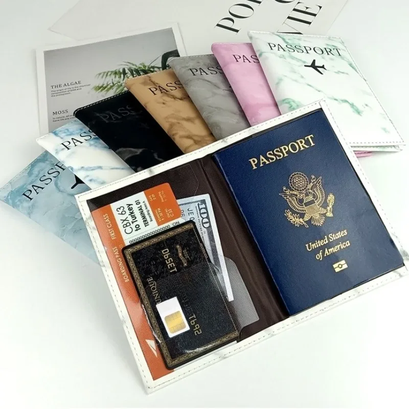 couverture de passeport en cuir pu, porte-passeport de voyage simple avec lettres d'avion imprimées pour femmes et hommes, cadeau de mariage à la mode