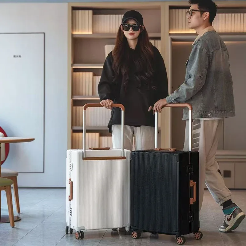 nouvelle valise trolley large grande capacité 20/24/26 pouces avec cadre en aluminium abs+pc, bagage cabine à roulettes