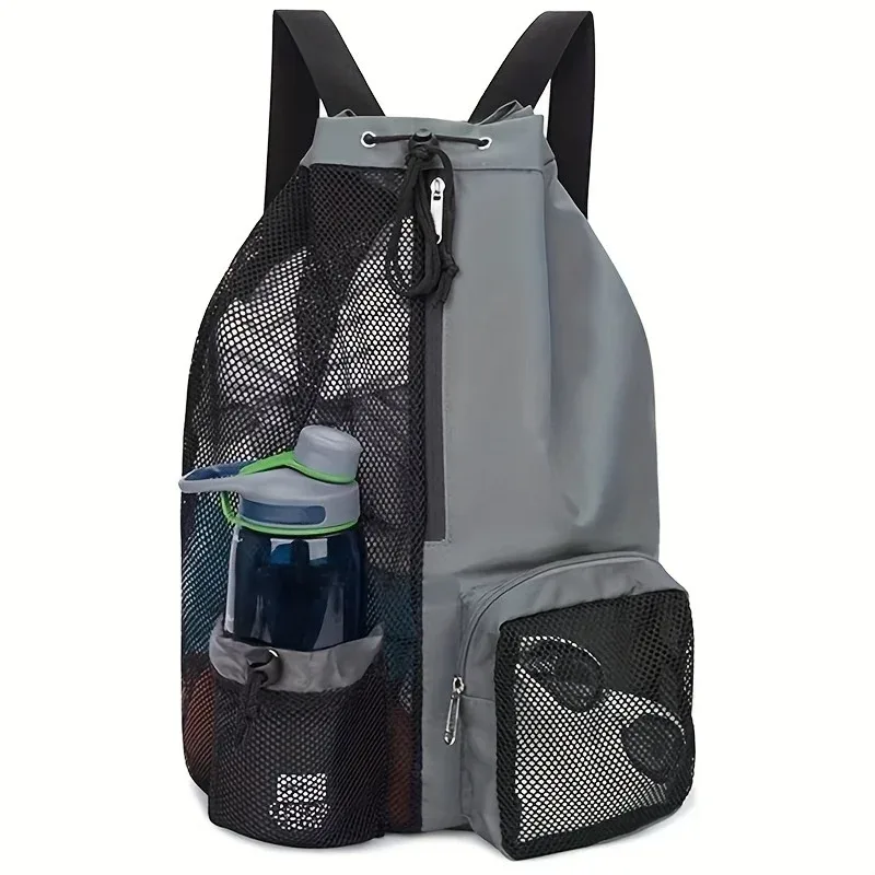 sac de bain en maille avec cordon de serrage, sac à dos de plage polyvalent avec poche humide pour la natation, la salle de sport et l'équipement d'entraînement
