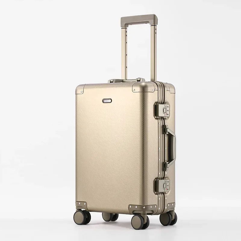 klqdzms – valise de cabine en alliage d'aluminium et de magnésium, 20 pouces, de haute qualité, pour hommes et femmes, valise d'affaires à roulettes