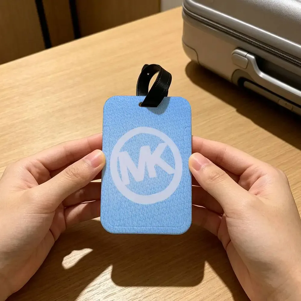 m-michaels-fashion-kors étiquette de bagage en pvc anti-perte avec porte-carte d'informations pour les voyageurs, utilisation quotidienne en extérieur