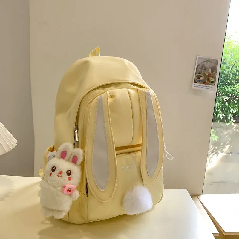 sac à dos pour filles, version coréenne, harajuku, pour lycéennes, style japonais, mignon, avec oreilles de lapin, sac à dos polyvalent pour le campus