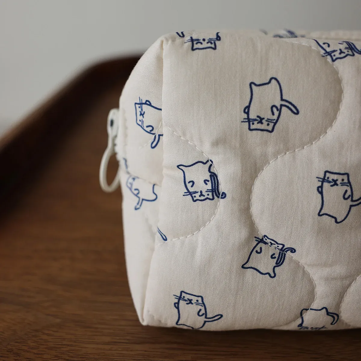 sac de rangement mignon en tissu pour chaton peint à la main, trousse de toilette portable de voyage, trousse de maquillage pour femme