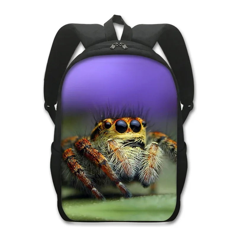sac à dos imprimé animal de compagnie de 16 pouces pour femme et enfant, fourre-tout d'école, de voyage, avec grenouille, caméléon, serpent, araignée, livre, cadeau