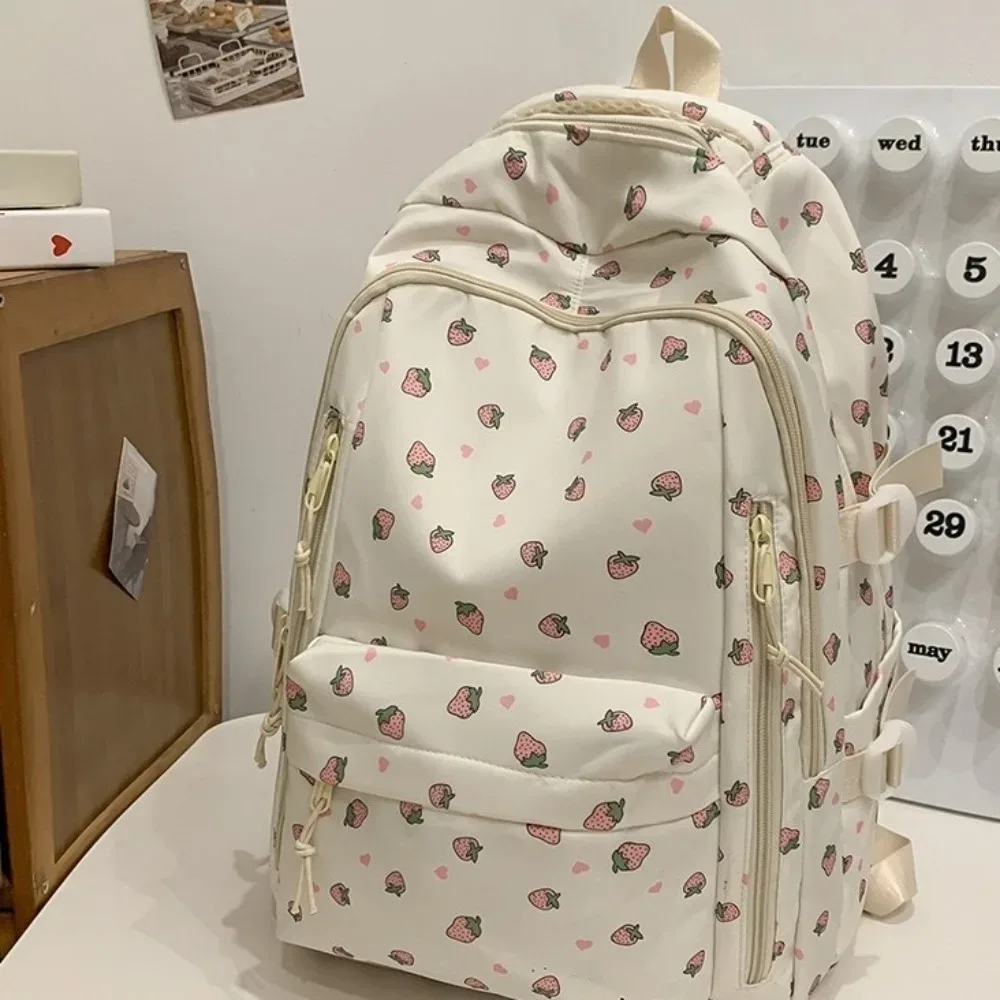 sac à dos mignon à imprimé floral de grande capacité, multi-poches, motif de nœud épaissi, sac d'école léger et durable, sac à dos de voyage