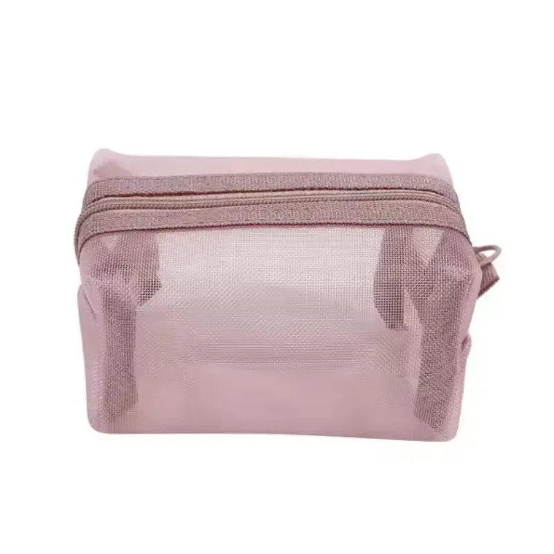 mini sacs cosmétiques en maille de nylon transparente, jolies petites pochettes pour femmes pour rouge à lèvres et maquillage, étui organisateur pour câbles de données, clés et écouteurs.