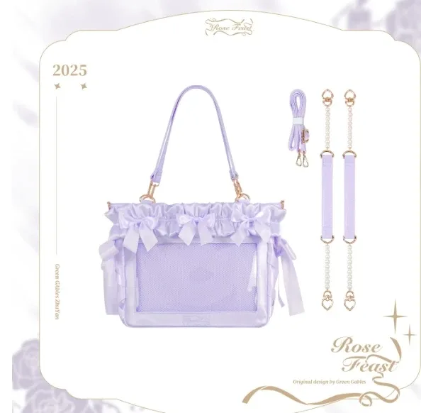 sac de douleur original avec nœud en satin doux, grande capacité, sac à bandoulière pour ordinateur portable de 14 pouces, fourre-tout avec chaîne de perles pour filles et femmes