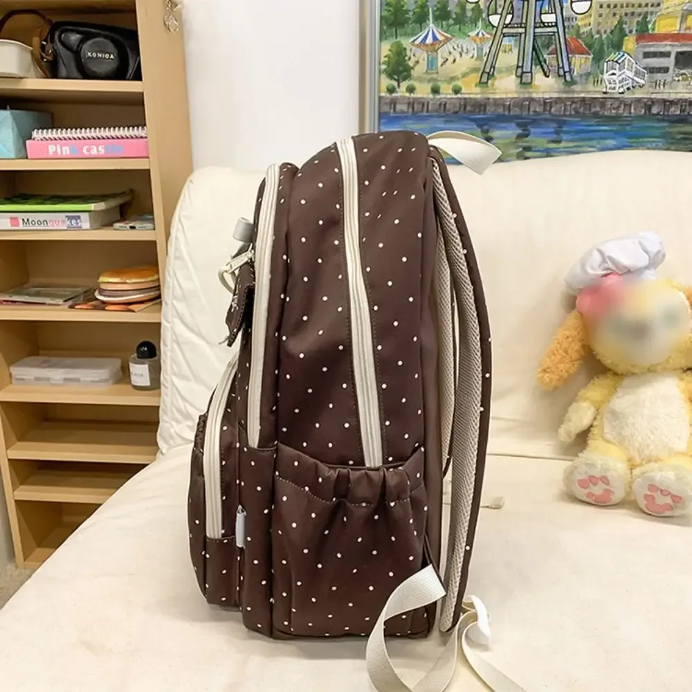 nouveau sac à dos à pois pour filles, cartable d'étudiant antivol de grande capacité, sac à dos d'ordinateur de voyage multi-compartiments en nylon