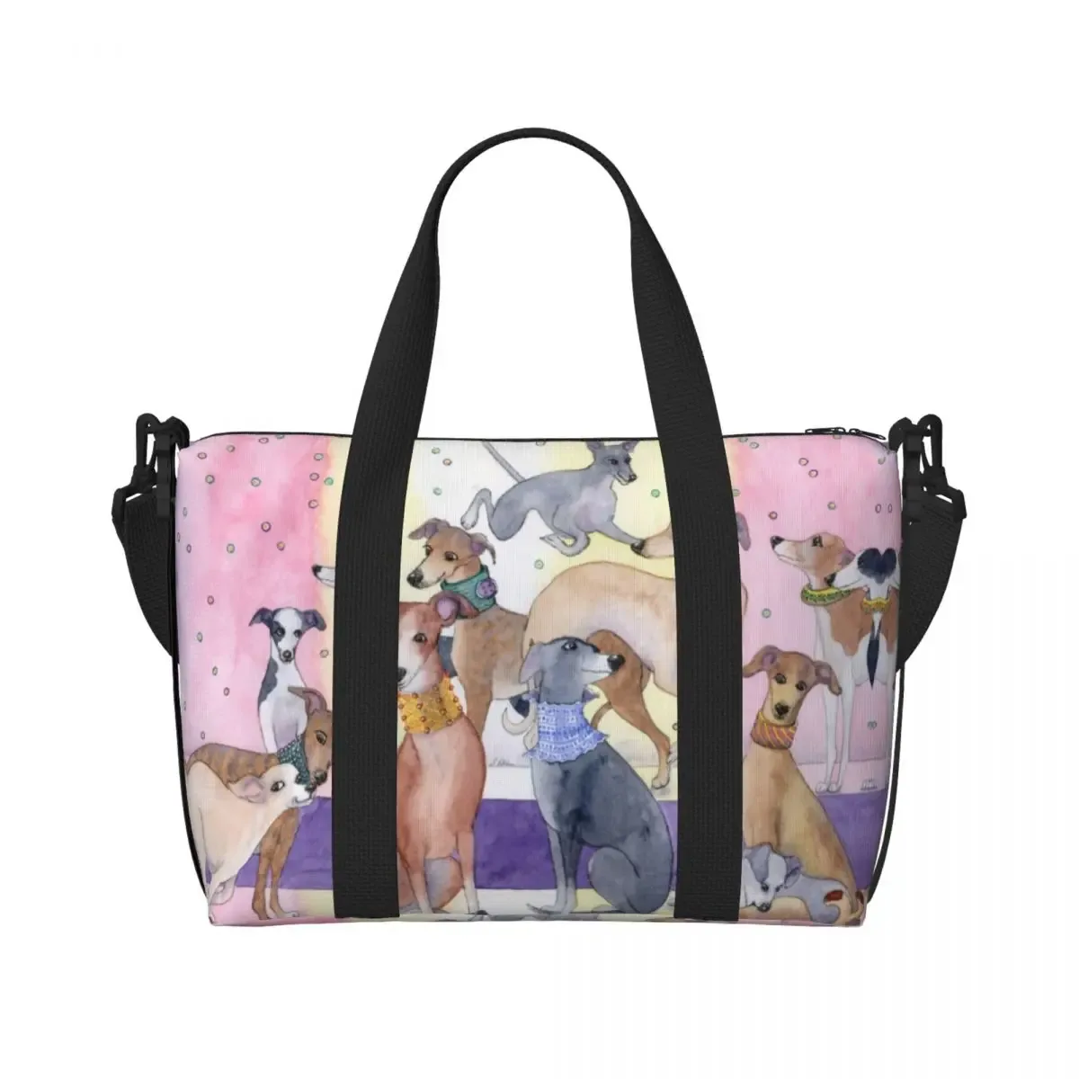 sac fourre-tout personnalisé whippet peeping pour femme, grande capacité, lévrier lévrier, sac de voyage pour chien, salle de sport, plage