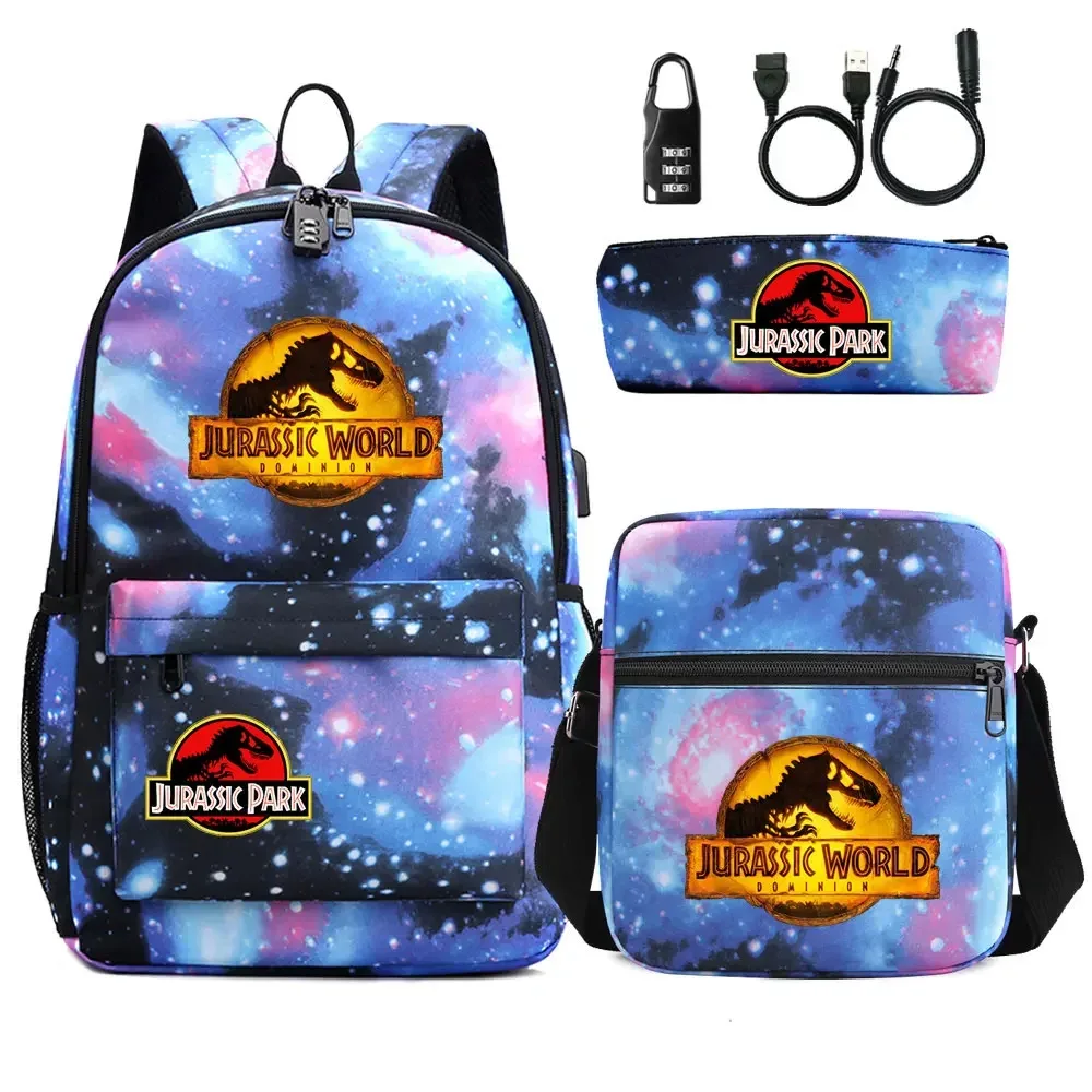 sac dos tissu oxford unisexe noir logo jurassic world bandoulière arquée compartiment intérieur style dessin animé usage voyage