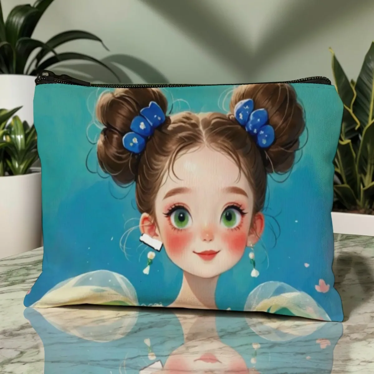 sac de maquillage pour fille, doux et charmant, trousse à cosmétiques légère et portable avec fermeture à glissière, idéal pour les femmes, cadeaux d'anniversaire et de noël