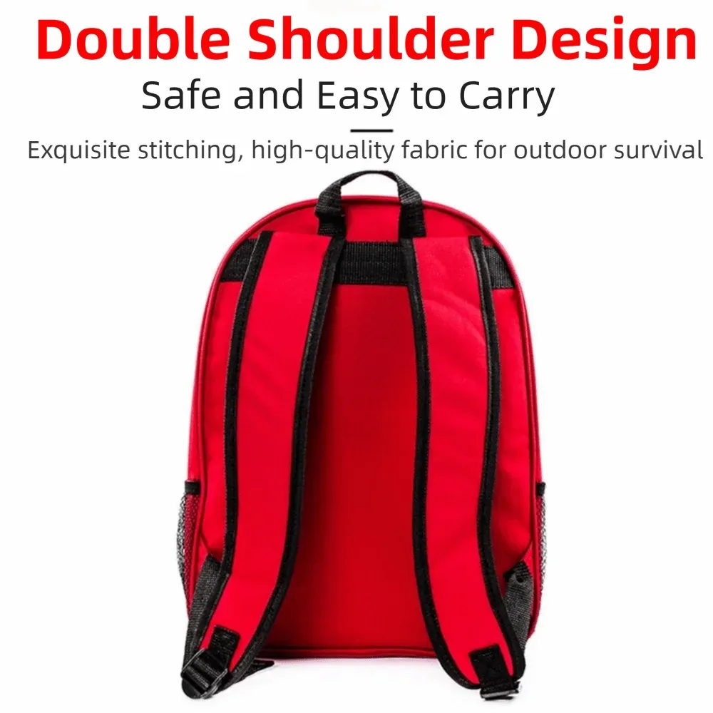 sac à dos d'urgence vide grande capacité anti-rayures pour secours extérieur, sacs de traumatologie multi-poches rouges pour premiers intervenants