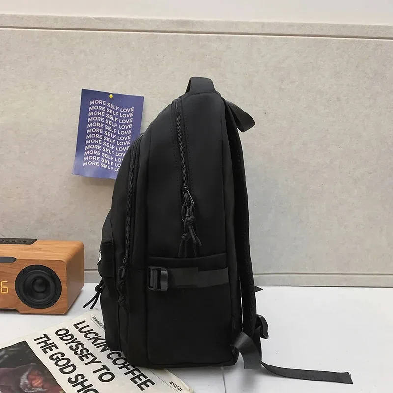 sac à dos d'étudiant de grande capacité, couleur unie, simple, noir, pour collégiens et lycéens, sac à dos de voyage