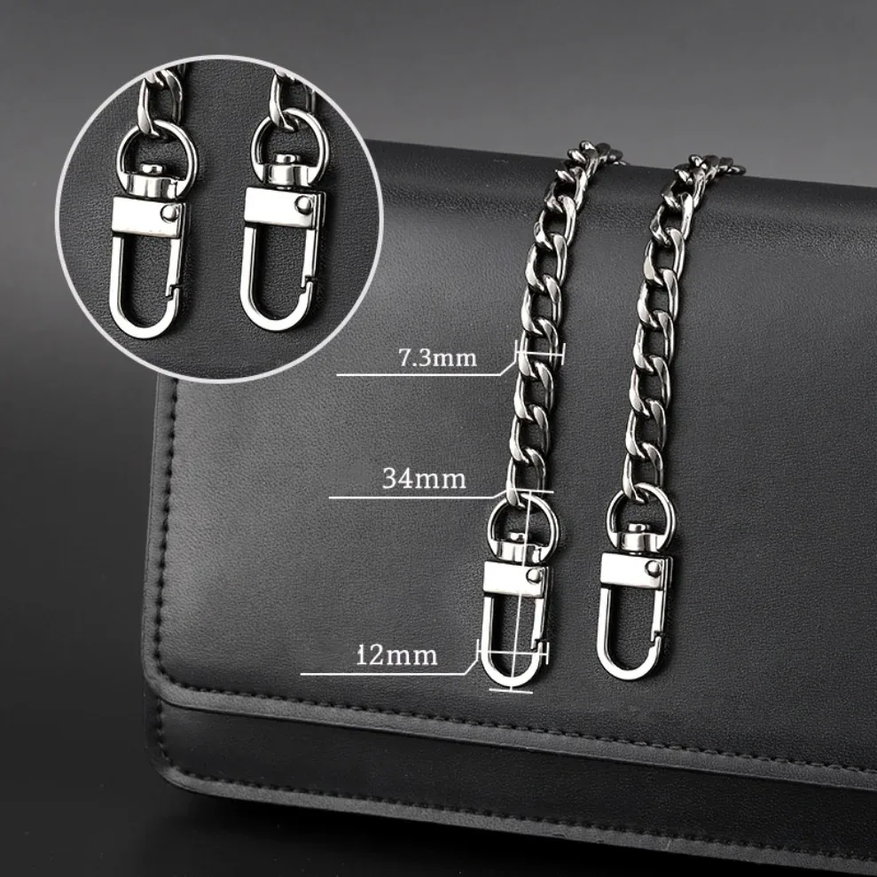 chaîne de sac à main en cuir de haute qualité 40/60/90/100/120 cm avec double fermoir à clip, poignée de remplacement pour sac à bandoulière, réparation diy
