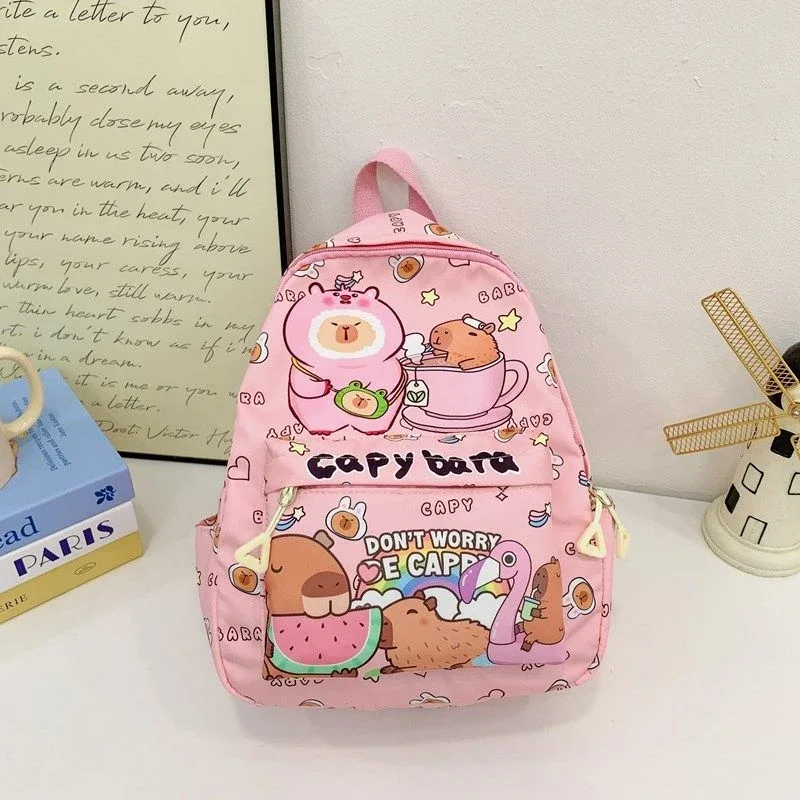 nouveau sac à dos kawaii capybara dessin animé 2026 pour femmes et filles, ultra-léger, cartable pour maternelle et élèves du primaire, motif simple, sac de livres