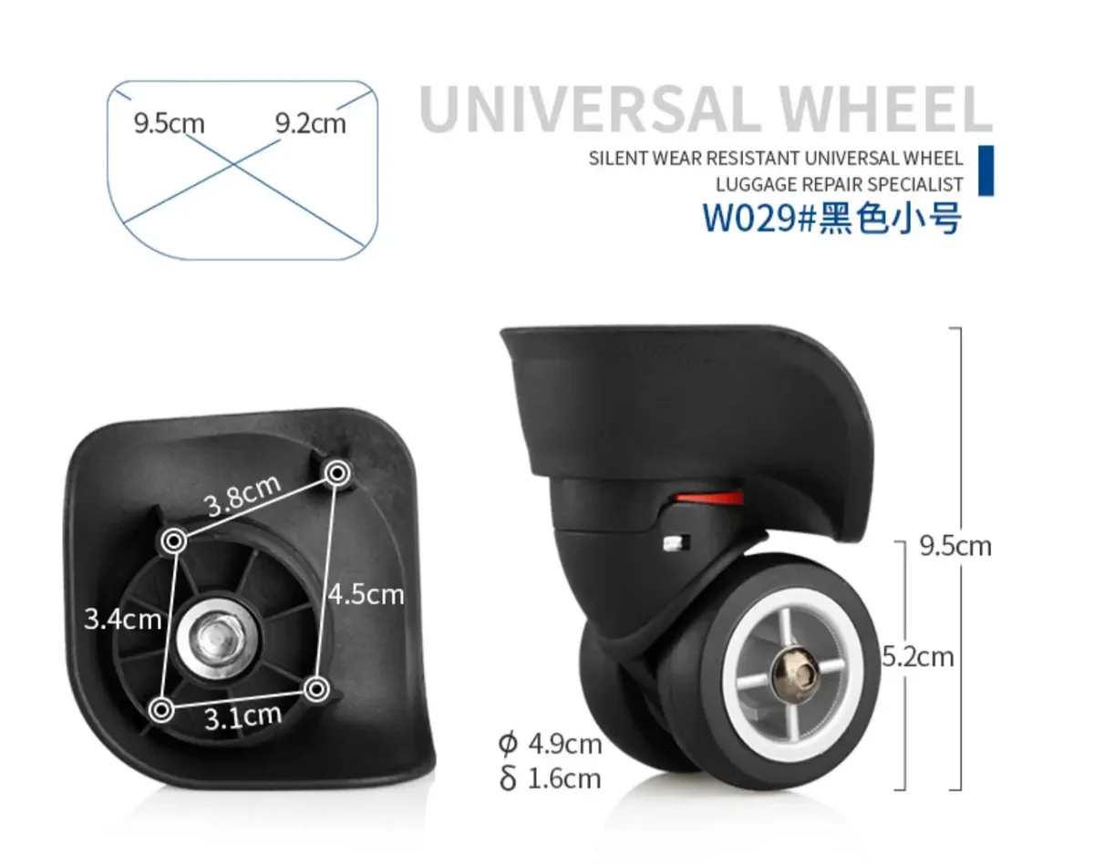 roues doubles de valise de qualité supérieure, silencieuses, pivotantes, universelles, accessoires de réparation de bagages - w029