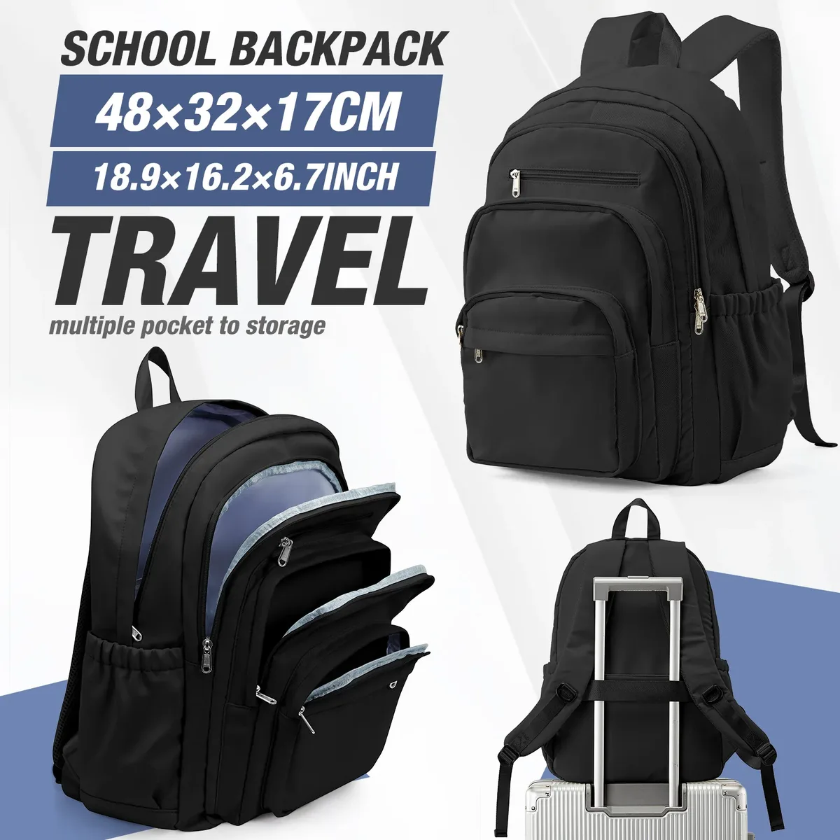 sac à dos pour femme, grande capacité, léger, sac d'école, sac à dos pour ordinateur portable, multi-poches, sac à dos pour écolière, sacs à dos pour tous les jours
