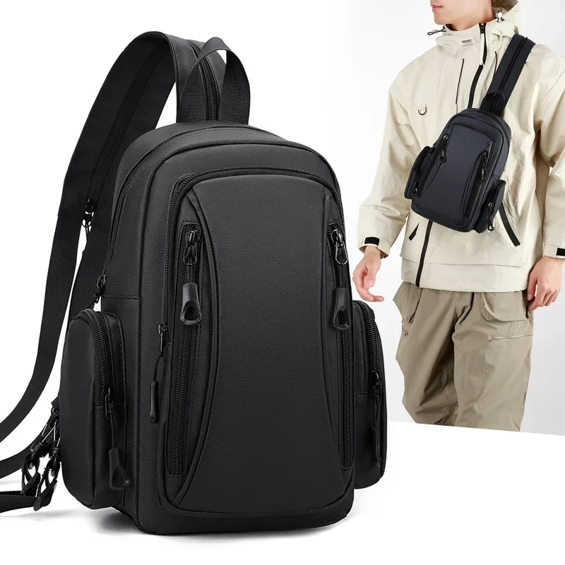 Sac de poitrine multifonctionnel pour homme, mini sac à dos Oxford pour les trajets quotidiens, les sports de plein air et les voyages