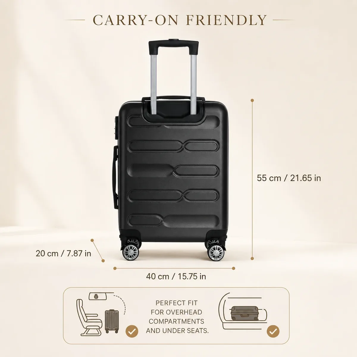 valise cabine 55*40*20cm, 20 pouces, compatible avec plusieurs compagnies aériennes, roues détachables, poignée télescopique à trois sections, plusieurs compartiments, coque rigide, affaires, voyages de week-end, cadeau de vacances