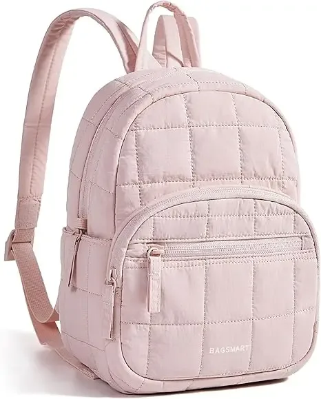 sac dos nylon beige carreaux 20 35 litres bandes soutien ventilées poignée souple compartiment téléphone portable courbe physiologique dos