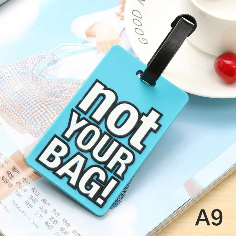 étiquettes de bagage en silicone de style dessin animé, étiquette de voyage portable, étiquette de valise, lettre créative, pas votre sac, accessoires de voyage mignons, mode