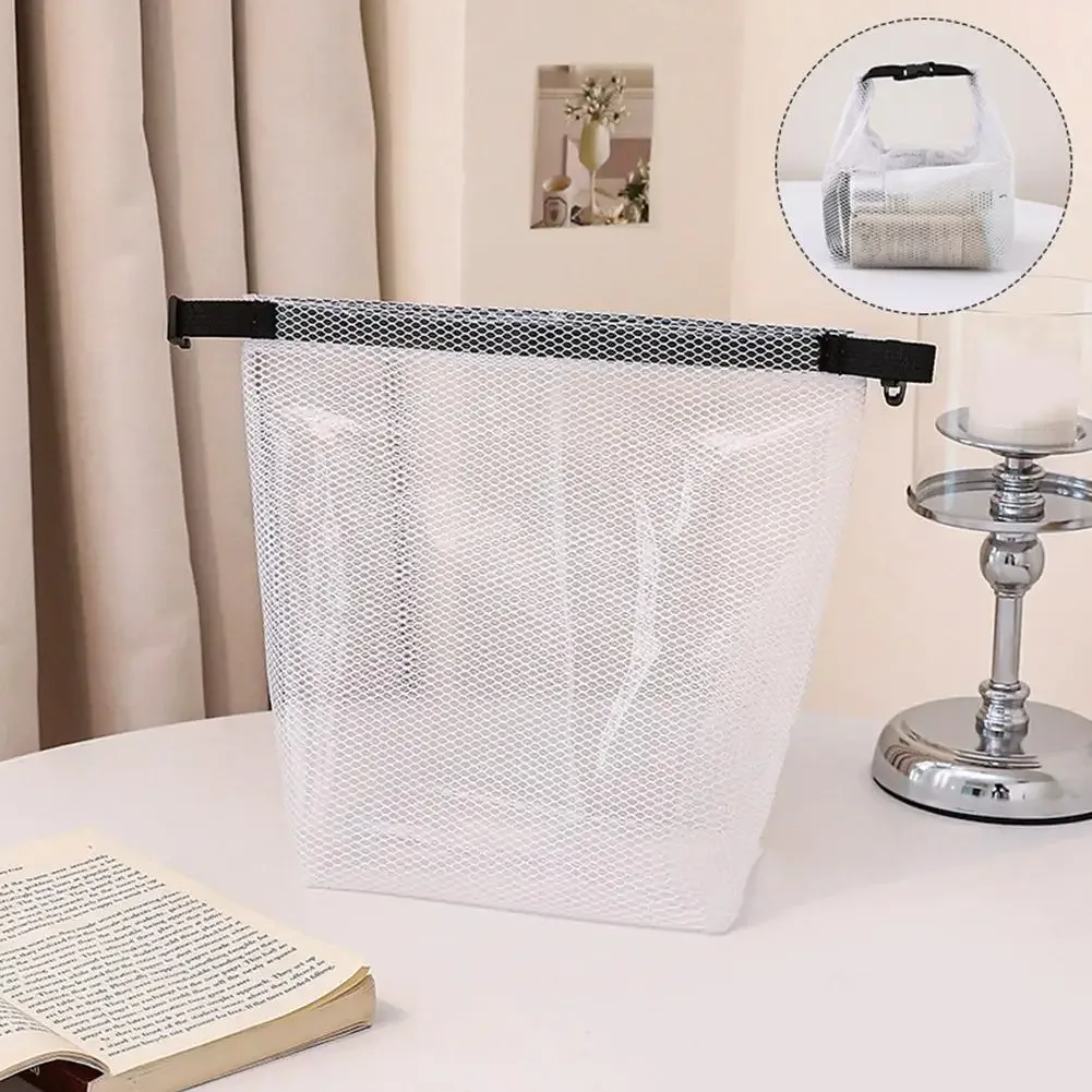 sac de maquillage en maille imperméable, organiseur de toilette portable, sac à main transparent, pochette de rangement de voyage, sac fourre-tout pliable multifonctionnel