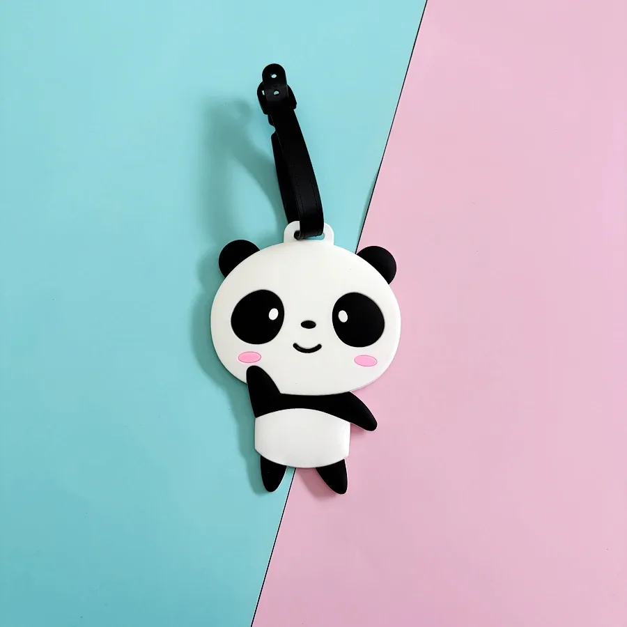 étiquette de bagage panda mignon, 1 pièce/2 pièces, pour voyage d'affaires, aéroport, sac à dos, anti-perte, étiquette d'identification, pendentif, signe de nom de travail