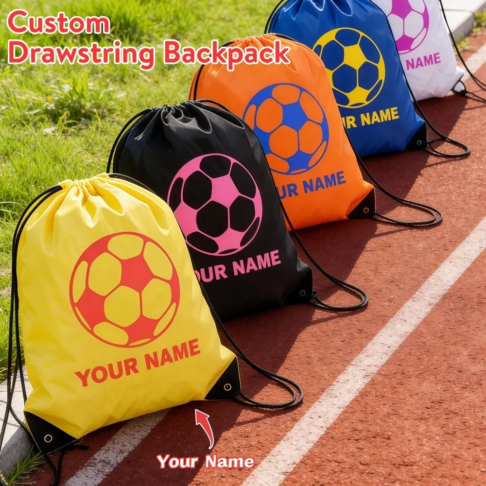 sac à dos de sport personnalisé en polyester avec cordon de serrage, coins renforcés, pour enfants, idéal pour le football et la gym