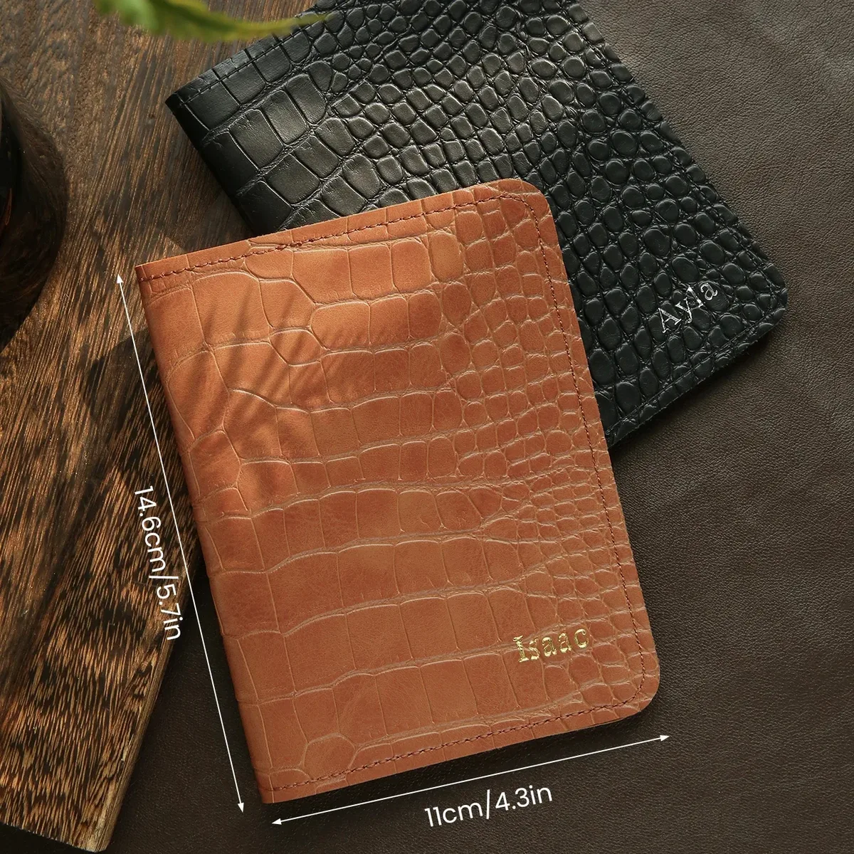 porte-passeport personnalisé avec nom, couverture de passeport personnalisée, porte-portefeuille luxueux et chic à imprimé alligator, accessoires de voyage, 1 pièce
