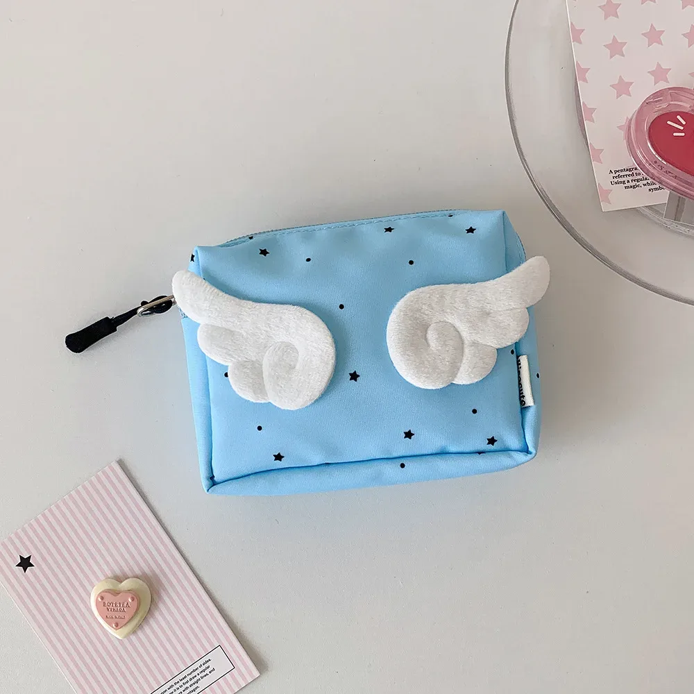 mini pochette de maquillage élégante, pochette kawaii, sac de rangement mignon, sac de rangement portable adorable pour articles de toilette scolaires, sac à main