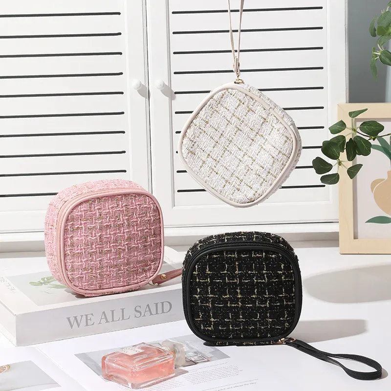 mini sac de rangement de maquillage pour dames, portable, rouge à lèvres, clé, pièce de monnaie, ligne de données, évaluateurs, serviettes hygiéniques pour filles, fourre-tout simple