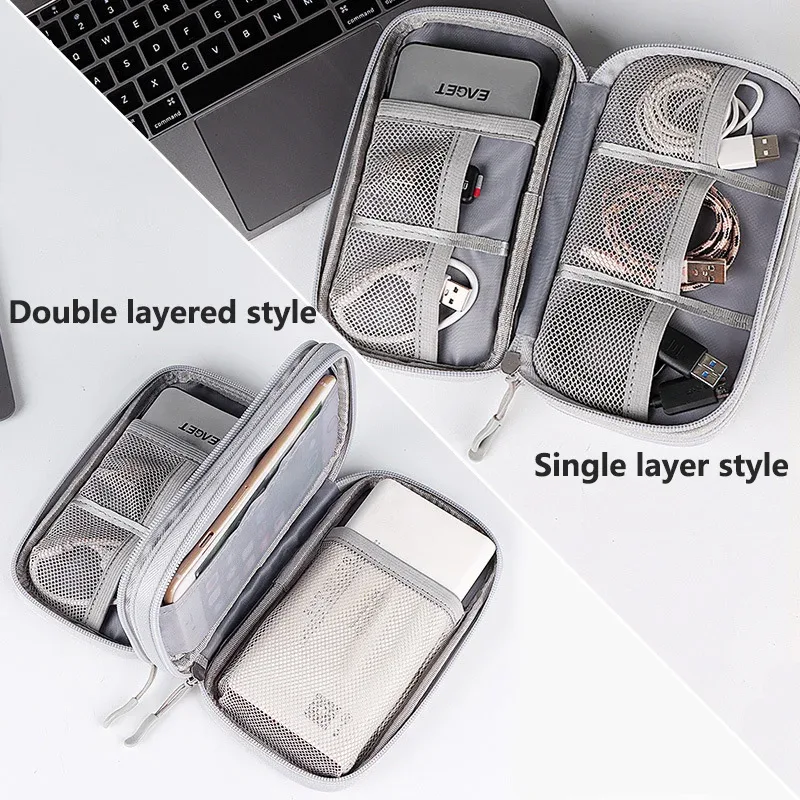 sac de rangement d'accessoires numériques multicouches, anti-poussière, housse de protection pour disque dur d'alimentation, sac de rangement pour câbles de données de batterie externe