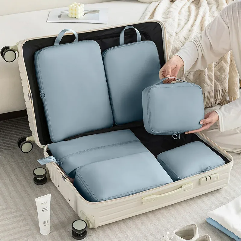 cube voyage compression nylon fermure éclair organisation vêtements polyvalent femmes sac deplacement economie place