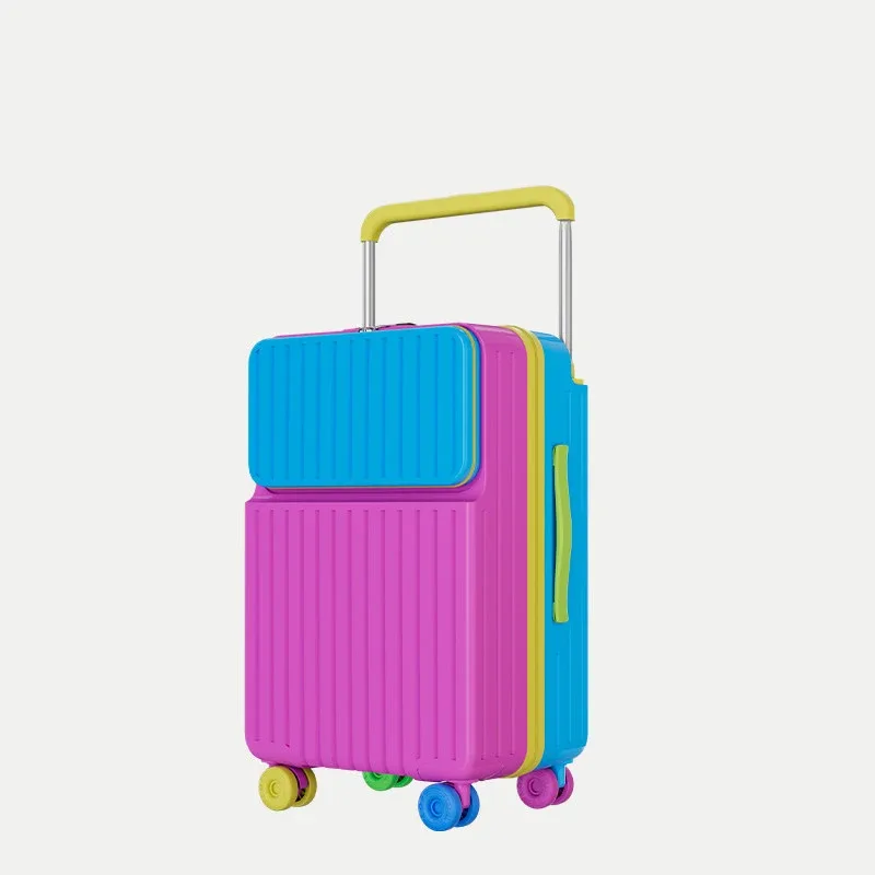 valise à ouverture frontale, couleurs macaron, en pc pur, 20 pouces, valise de cabine, 22/24/26/28 pouces, robuste et durable, sacs pour femmes