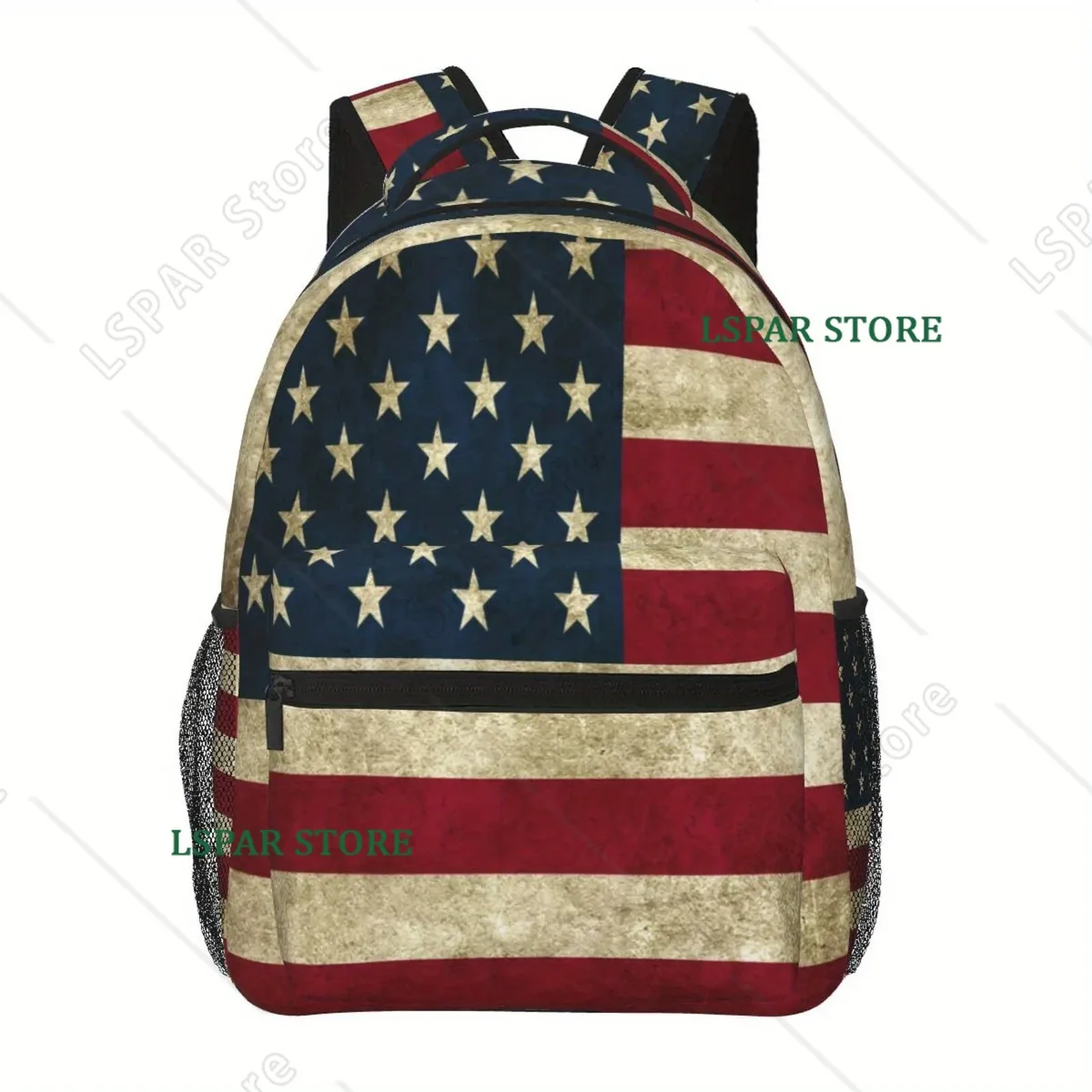 sac à dos vintage avec drapeau américain, unisexe, décontracté, pour ordinateur portable, cartable d'école, sac à dos de voyage, randonnée, camping