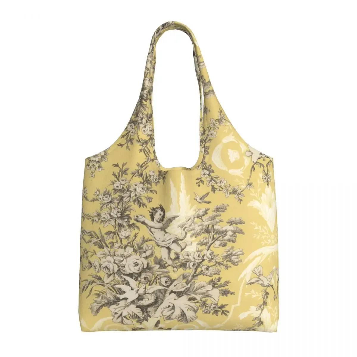 toile de jouy française classique vintage personnalisée, fourre-tout à motif bleu marine, fourre-tout de shopping en toile réutilisable, sac à bandoulière