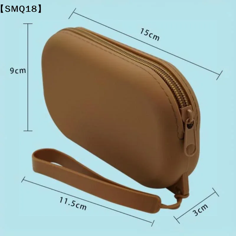 sac à fermeture éclair en silicone lisse pour écouteurs, portefeuille, organisateur de cosmétiques, porte-monnaie pour femmes et filles【smq】