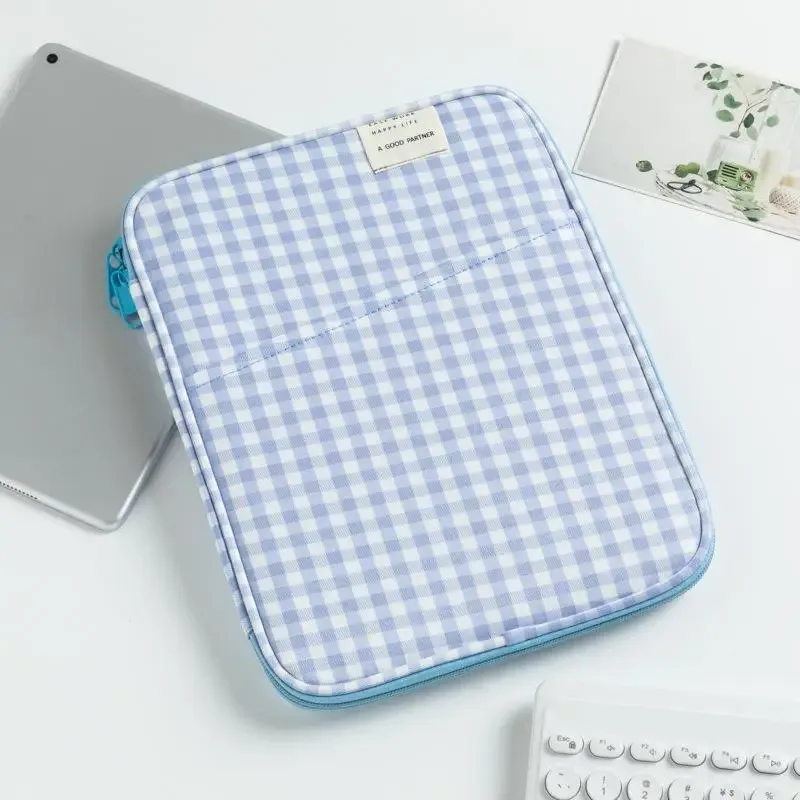 housse pour ordinateur portable de style coréen, à carreaux, 13 pouces, antichoc, rembourrée, pour tablette, pour macbook, ordinateur portable, transport