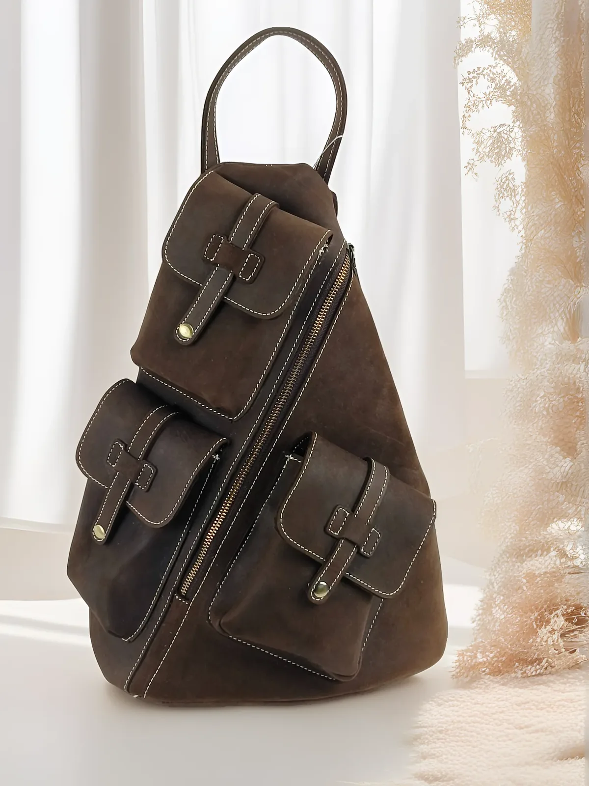nouveau sac à dos décontracté en cuir de vache pour hommes, sac à dos vintage de grande capacité pour alpiniste, sac de voyage pour hommes