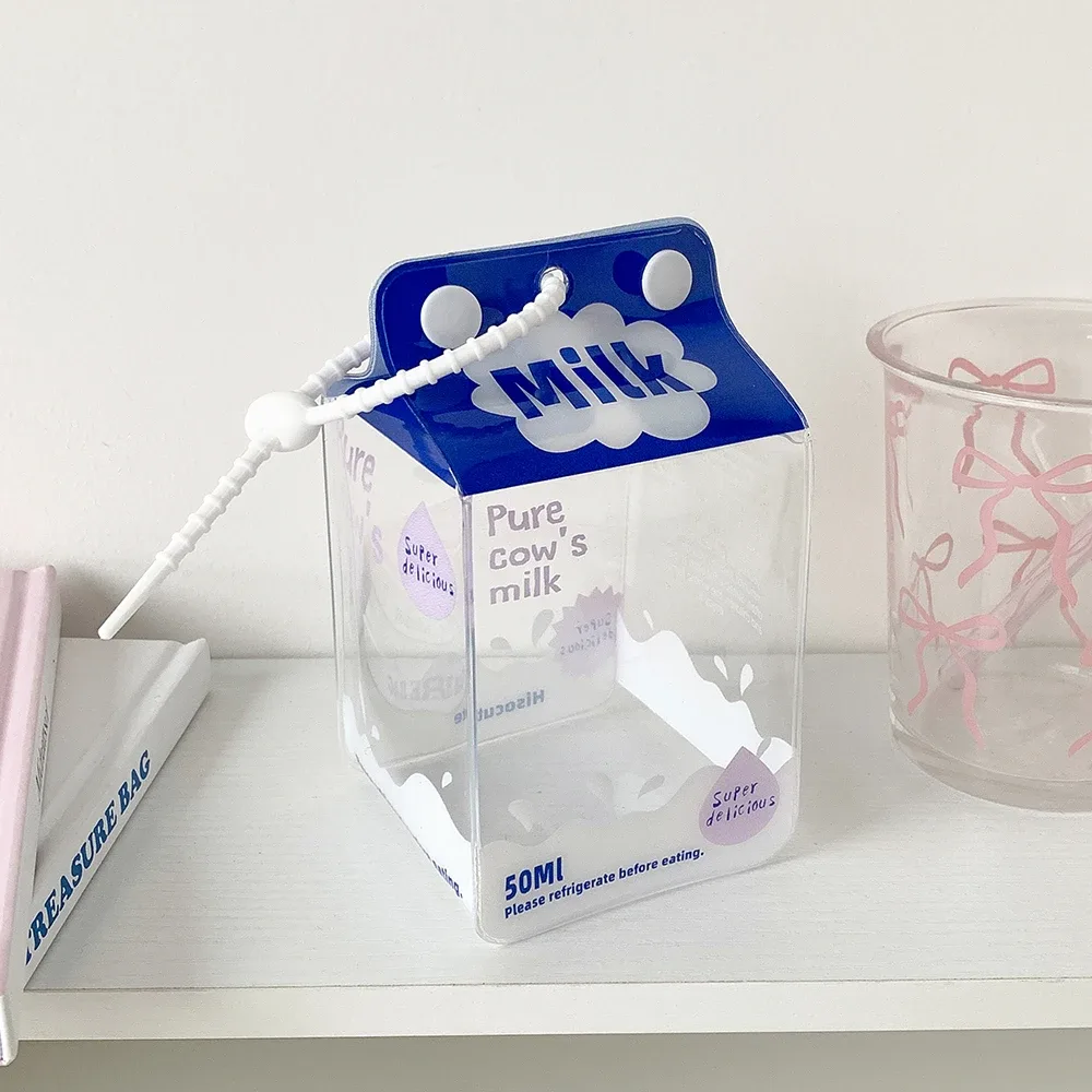 sac de rangement portable en pvc transparent 3d pour figurines, boîte à lait, style dessin animé, pour étudiantes, jouets et objets de collection