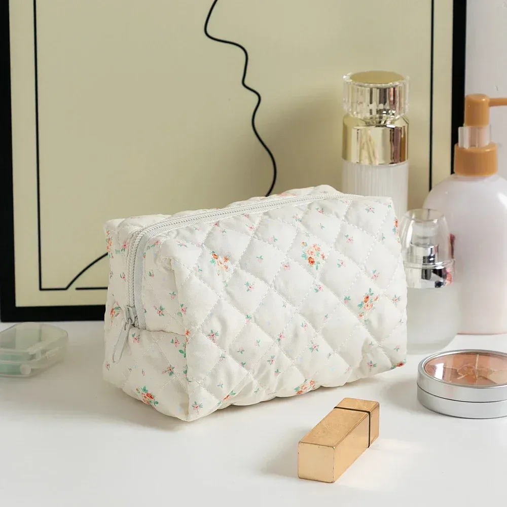 trousse de maquillage à imprimé floral pour femme, trousse de rangement pour rouge à lèvres, trousse à cosmétiques, trousse de beauté, trousse de voyage pour poudres de maquillage, trousse de toilette