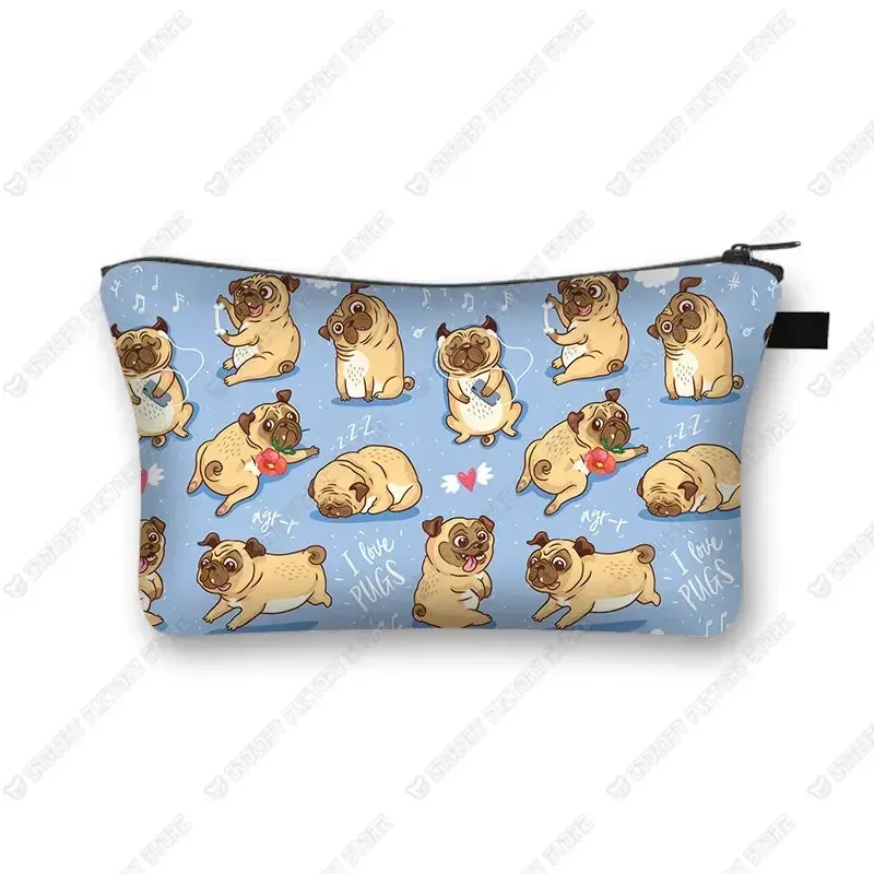 sacs à cosmétiques imprimés chien carlin 3d, motif pékinois mignon pour trousse de maquillage, organisateur nécessaire pour femmes, mini sac à main de voyage