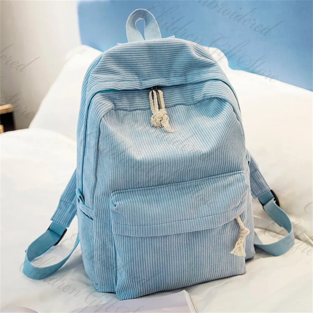 sac à dos personnalisé pour lycéen, avec nom brodé, sac à livres en velours côtelé pour adolescent, grands sacs de voyage personnalisés