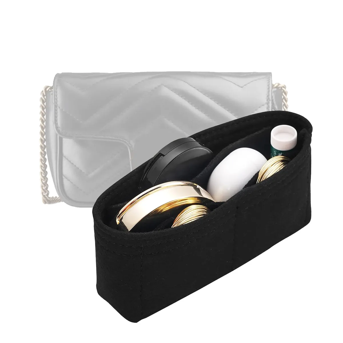 sac à main en feutre souple portable pour femme, accessoire de voyage, organisateur de maquillage