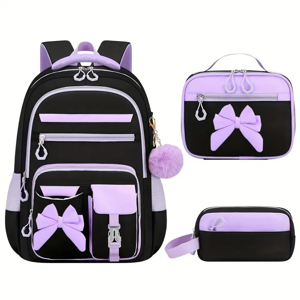 sac dos oxford cloth noir violet blanc scolaire lunch box crayons multipoches isotherme portable adolescents