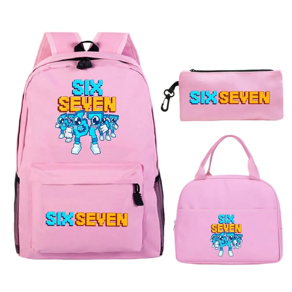 sac dos polyester dessin animé bleu blanc noire bandoulière arquée compartiment intérieur trousse sac lunch usage école voyage