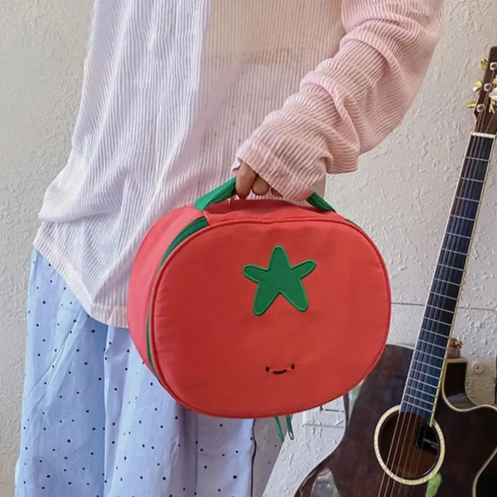 trousse de maquillage mignonne en forme de tomate, sac de voyage portable en nylon imperméable, grande capacité, trousse de toilette pour femmes