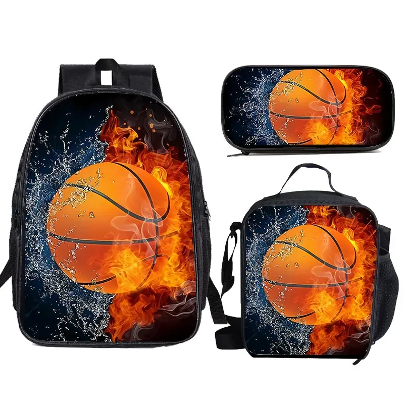 sac à dos de basket-ball simple de grande capacité pour élèves du primaire, sac à déjeuner de qualité 1-3, trousse à crayons, sac à dos pour enfants