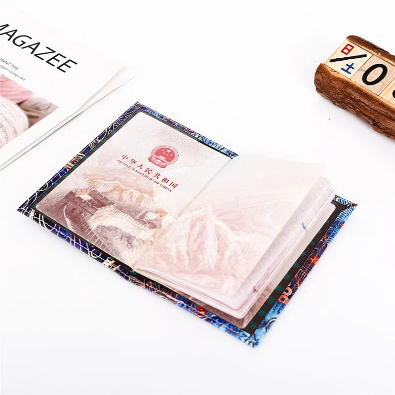 organisateur voyage cuir pu motif floral abstrait bleu noir fleur verte compact portefeuille documents identité business cards credit cards